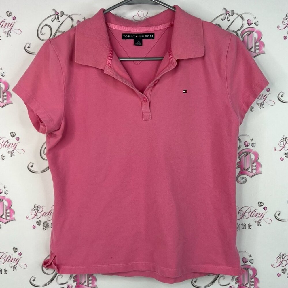 Tommy Hilfiger collar shirt tee tshirt Classic Pink Short Sleeve Polo